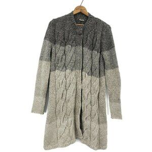 Maliparmi Knit Sweater Jacket Womens XS Cableknit Mohair Taupe Beige Long